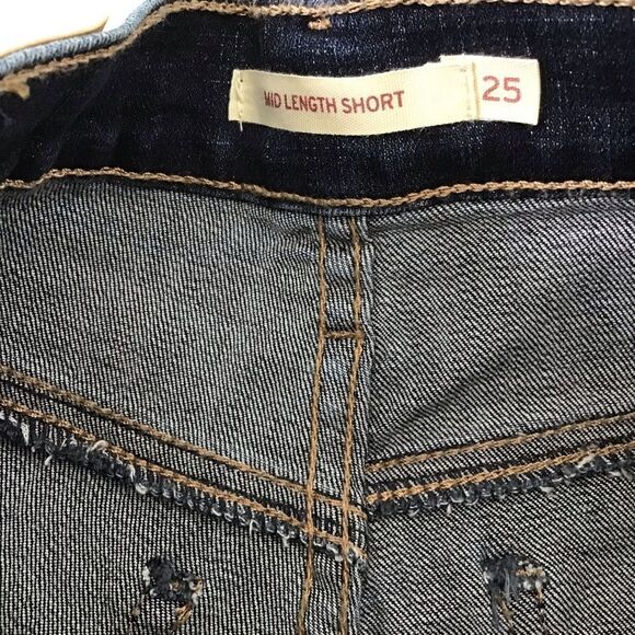 Levi’s mid length shorts jorts denim jeans medium/high rise waist dark blue 25 - Picture 4 of 9